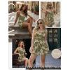 Ekouaer Rompers for Women Summer Romper Sleeveless Scoop Neck Short Jumpsuits for Women Beach Jumpsuit with Pockets 2026(Army Green Floral)