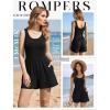 Ekouaer Rompers for Women Summer Romper Sleeveless Scoop Neck Short Jumpsuits for Women Beach Jumpsuit with Pockets 2026(Black)
