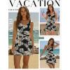 Ekouaer Rompers for Women Summer Romper Sleeveless Scoop Neck Short Jumpsuits for Women Beach Jumpsuit with Pockets 2026(Black Leaves Print)