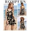 Ekouaer Rompers for Women Summer Romper Sleeveless Scoop Neck Short Jumpsuits for Women Beach Jumpsuit with Pockets 2026(Black Yellow Floral)