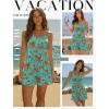 Ekouaer Rompers for Women Summer Romper Sleeveless Scoop Neck Short Jumpsuits for Women Beach Jumpsuit with Pockets 2026(Blue Orange Floral)