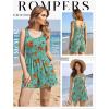 Ekouaer Rompers for Women Summer Romper Sleeveless Scoop Neck Short Jumpsuits for Women Beach Jumpsuit with Pockets 2026(Blue Orange Floral)