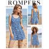 Ekouaer Rompers for Women Summer Romper Sleeveless Scoop Neck Short Jumpsuits for Women Beach Jumpsuit with Pockets 2026(Blue White Floral)