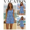 Ekouaer Rompers for Women Summer Romper Sleeveless Scoop Neck Short Jumpsuits for Women Beach Jumpsuit with Pockets 2026(Blue White Floral)