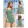 Ekouaer Rompers for Women Summer Romper Sleeveless Scoop Neck Short Jumpsuits for Women Beach Jumpsuit with Pockets 2026(Green White Floral)