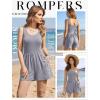 Ekouaer Rompers for Women Summer Romper Sleeveless Scoop Neck Short Jumpsuits for Women Beach Jumpsuit with Pockets 2026(Grey)