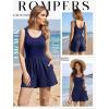 Ekouaer Rompers for Women Summer Romper Sleeveless Scoop Neck Short Jumpsuits for Women Beach Jumpsuit with Pockets 2026(Navy Blue)