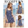 Ekouaer Rompers for Women Summer Romper Sleeveless Scoop Neck Short Jumpsuits for Women Beach Jumpsuit with Pockets 2026(Navy Blue Floral)