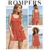 Ekouaer Rompers for Women Summer Romper Sleeveless Scoop Neck Short Jumpsuits for Women Beach Jumpsuit with Pockets 2026(Red Floral)