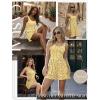 Ekouaer Rompers for Women Summer Romper Sleeveless Scoop Neck Short Jumpsuits for Women Beach Jumpsuit with Pockets 2026(Yellow White Floral)