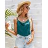 Ekouaer Satin Cowl Neck Tank Top Women Camisole Silky Loose Sleeveless Basic Blouse Ladies Satin Tank Shirt(Blue Green)