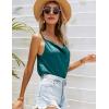 Ekouaer Satin Cowl Neck Tank Top Women Camisole Silky Loose Sleeveless Basic Blouse Ladies Satin Tank Shirt(Blue Green)