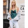 Ekouaer Satin Cowl Neck Tank Top Women Camisole Silky Loose Sleeveless Basic Blouse Ladies Satin Tank Shirt(Blue Green)