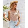 Ekouaer Satin Cowl Neck Tank Top Women Camisole Silky Loose Sleeveless Basic Blouse Ladies Satin Tank Shirt(Champagne)