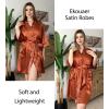 Ekouaer Silky Robes for Women Satin Knee Length Bride Bridesmaid Wedding Party Bathrobe Lightweight Sleepwear with Pockets(Brown)