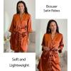 Ekouaer Silky Robes for Women Satin Knee Length Bride Bridesmaid Wedding Party Bathrobe Lightweight Sleepwear with Pockets(Brown)