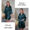 Ekouaer Silky Robes for Women Satin Knee Length Bride Bridesmaid Wedding Party Bathrobe Lightweight Sleepwear with Pockets(Dark Green)