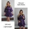 Ekouaer Silky Robes for Women Satin Knee Length Bride Bridesmaid Wedding Party Bathrobe Lightweight Sleepwear with Pockets(Deep Purple)