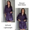 Ekouaer Silky Robes for Women Satin Knee Length Bride Bridesmaid Wedding Party Bathrobe Lightweight Sleepwear with Pockets(Deep Purple)