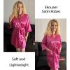 Ekouaer Silky Robes for Women Satin Knee Length Bride Bridesmaid Wedding Party Bathrobe Lightweight Sleepwear with Pockets(Hot Pink)