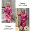 Ekouaer Silky Robes for Women Satin Knee Length Bride Bridesmaid Wedding Party Bathrobe Lightweight Sleepwear with Pockets(Hot Pink)