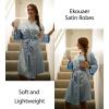 Ekouaer Silky Robes for Women Satin Knee Length Bride Bridesmaid Wedding Party Bathrobe Lightweight Sleepwear with Pockets(Light Blue)