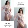 Ekouaer Silky Robes for Women Satin Knee Length Bride Bridesmaid Wedding Party Bathrobe Lightweight Sleepwear with Pockets(Pink)
