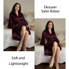 Ekouaer Silky Robes for Women Satin Knee Length Bride Bridesmaid Wedding Party Bathrobe Lightweight Sleepwear with Pockets(Wine Red)