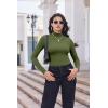 Ekouaer Turtleneck Shirt Women Long Sleeve Mock Neck Slim Fit Tops Thermal Base Layer Soft Lightweight Stretch Undershirts(Army Green)