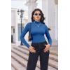 Ekouaer Turtleneck Shirt Women Long Sleeve Mock Neck Slim Fit Tops Thermal Base Layer Soft Lightweight Stretch Undershirts(Bright Blue)