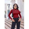 Ekouaer Turtleneck Shirt Women Long Sleeve Mock Neck Slim Fit Tops Thermal Base Layer Soft Lightweight Stretch Undershirts(Dark Red)