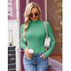 Ekouaer Turtleneck Shirt Women Long Sleeve Mock Neck Slim Fit Tops Thermal Base Layer Soft Lightweight Stretch Undershirts(Green)