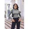 Ekouaer Turtleneck Shirt Women Long Sleeve Mock Neck Slim Fit Tops Thermal Base Layer Soft Lightweight Stretch Undershirts(Light Gray)