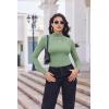 Ekouaer Turtleneck Shirt Women Long Sleeve Mock Neck Slim Fit Tops Thermal Base Layer Soft Lightweight Stretch Undershirts(Light Green)