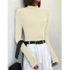 Ekouaer Turtleneck Shirt Women Long Sleeve Mock Neck Slim Fit Tops Thermal Base Layer Soft Lightweight Stretch Undershirts(Light Khaki)