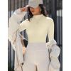 Ekouaer Turtleneck Shirt Women Long Sleeve Mock Neck Slim Fit Tops Thermal Base Layer Soft Lightweight Stretch Undershirts(Light Khaki)