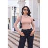 Ekouaer Turtleneck Shirt Women Long Sleeve Mock Neck Slim Fit Tops Thermal Base Layer Soft Lightweight Stretch Undershirts(Light Pink)