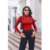 Ekouaer Turtleneck Shirt Women Long Sleeve Mock Neck Slim Fit Tops Thermal Base Layer Soft Lightweight Stretch Undershirts(Red)