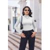 Ekouaer Turtleneck Shirt Women Long Sleeve Mock Neck Slim Fit Tops Thermal Base Layer Soft Lightweight Stretch Undershirts(White)
