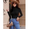 Ekouaer Women 3 Pack Turtleneck Shirts Ribbed Thermal Underwear Tops Lightweight Long Sleeve Layer Tees Basic Pullover Blouse(Black/Beige/White)