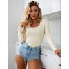Ekouaer Women Long Sleeve Shirt Scoop Neck Tops Slim Fit Basic Top Thermal Undershirts Base Layer Tee(Beige)