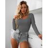 Ekouaer Women Long Sleeve Shirt Scoop Neck Tops Slim Fit Basic Top Thermal Undershirts Base Layer Tee(Dark Grey)