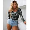 Ekouaer Women Long Sleeve Shirt Scoop Neck Tops Slim Fit Basic Top Thermal Undershirts Base Layer Tee(Little Daisy)