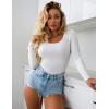 Ekouaer Women Long Sleeve Shirt Scoop Neck Tops Slim Fit Basic Top Thermal Undershirts Base Layer Tee(White)