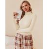 Ekouaer Women Turtleneck Shirt Long Sleeve Layer Tops Basic Ribbed Tees Soft Stretch Thermal Undershirts Lightweight Blouse(Beige)