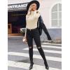 Ekouaer Women Turtleneck Shirt Long Sleeve Layer Tops Basic Ribbed Tees Soft Stretch Thermal Undershirts Lightweight Blouse(Beige)