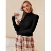 Ekouaer Women Turtleneck Shirt Long Sleeve Layer Tops Basic Ribbed Tees Soft Stretch Thermal Undershirts Lightweight Blouse(Black)