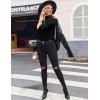 Ekouaer Women Turtleneck Shirt Long Sleeve Layer Tops Basic Ribbed Tees Soft Stretch Thermal Undershirts Lightweight Blouse(Black)