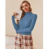 Ekouaer Women Turtleneck Shirt Long Sleeve Layer Tops Basic Ribbed Tees Soft Stretch Thermal Undershirts Lightweight Blouse(Blue Gray)