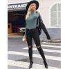 Ekouaer Women Turtleneck Shirt Long Sleeve Layer Tops Basic Ribbed Tees Soft Stretch Thermal Undershirts Lightweight Blouse(Green Grey)